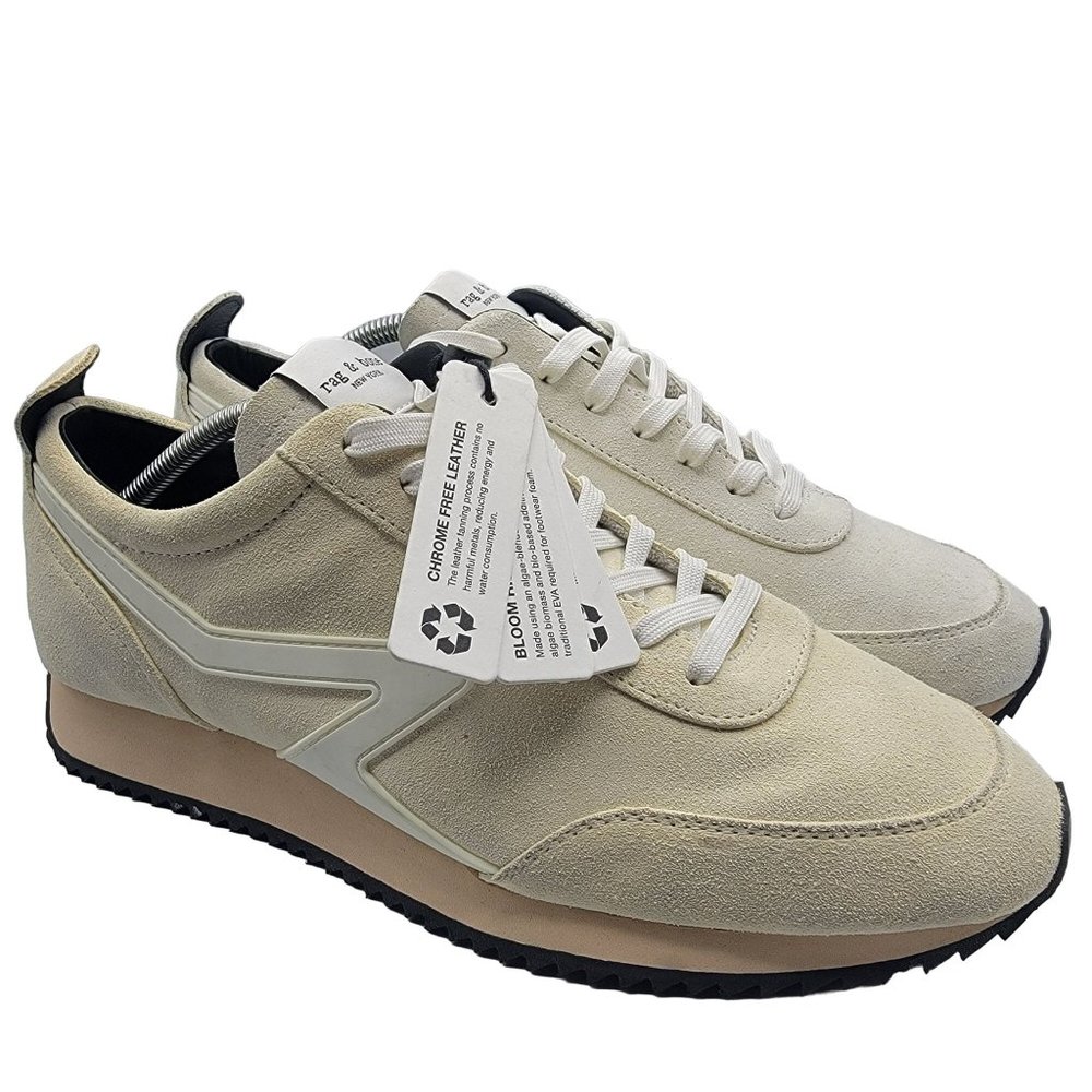 Rag & Bone Retro Runner Mens Size 11 Casual Sneaker Antique White Suede EU 44